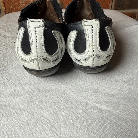 Guess Black & White Western Ankle Booties: 90s Leather Cutout Size 81/2B Cowgirl - Picture 4 of 8